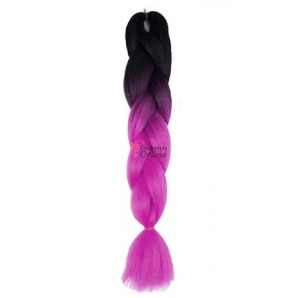 Coada de par afro impletita Premium  Ombre 2 de 60 cm Brunet-Magenta B42